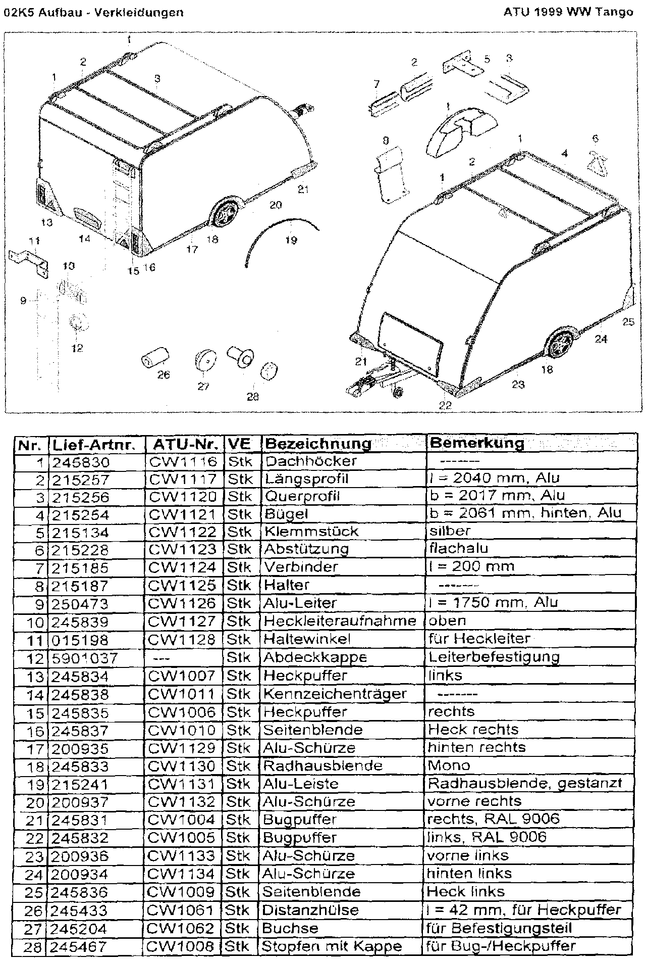 Ersatzteil-Liste